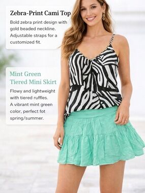 Express Mint Green Tiered Mini Skirt
